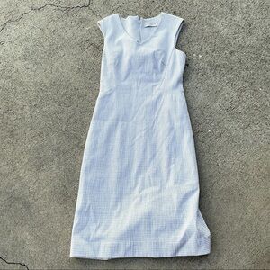 MM Lafleur Light Blue Textured Evelyn ivory Midi Dress